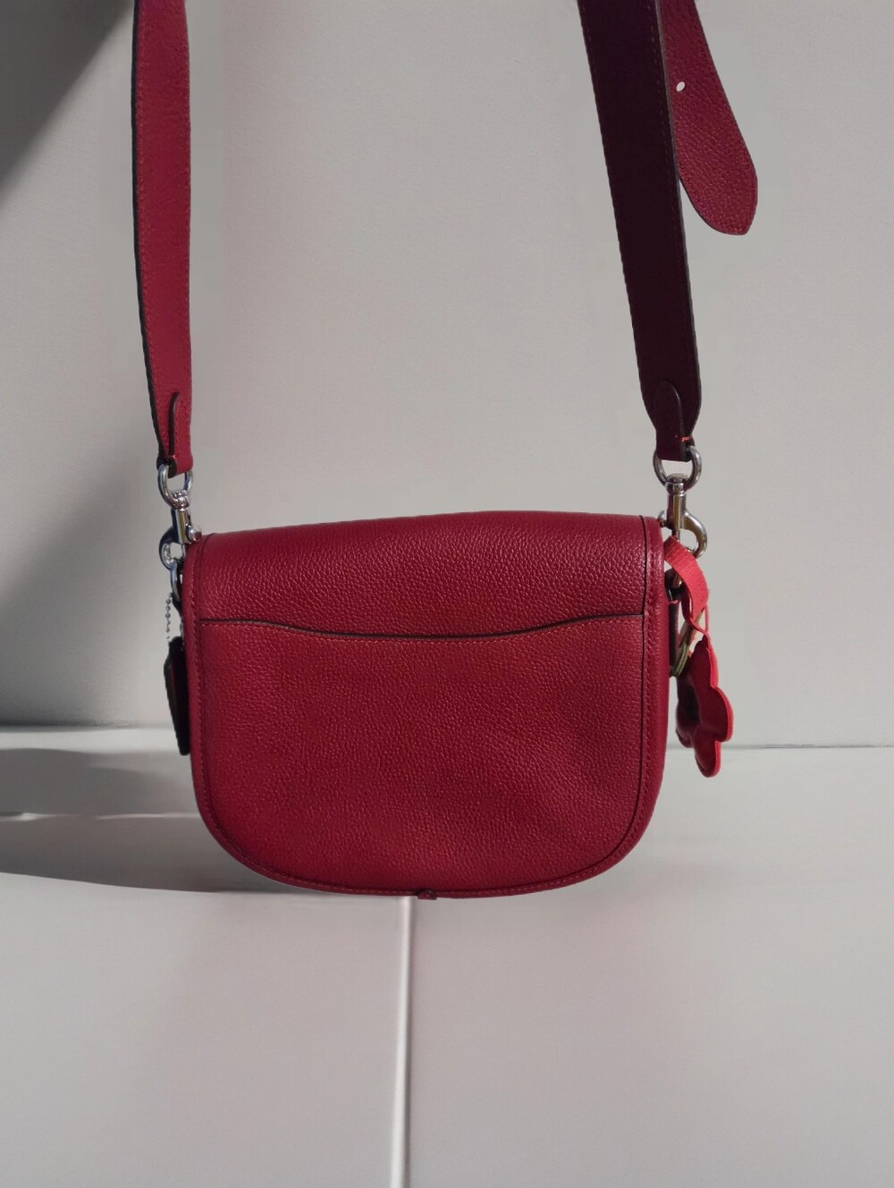Coach Red Pebbled Leather Willow Saddlebag - Picture 6 of 10